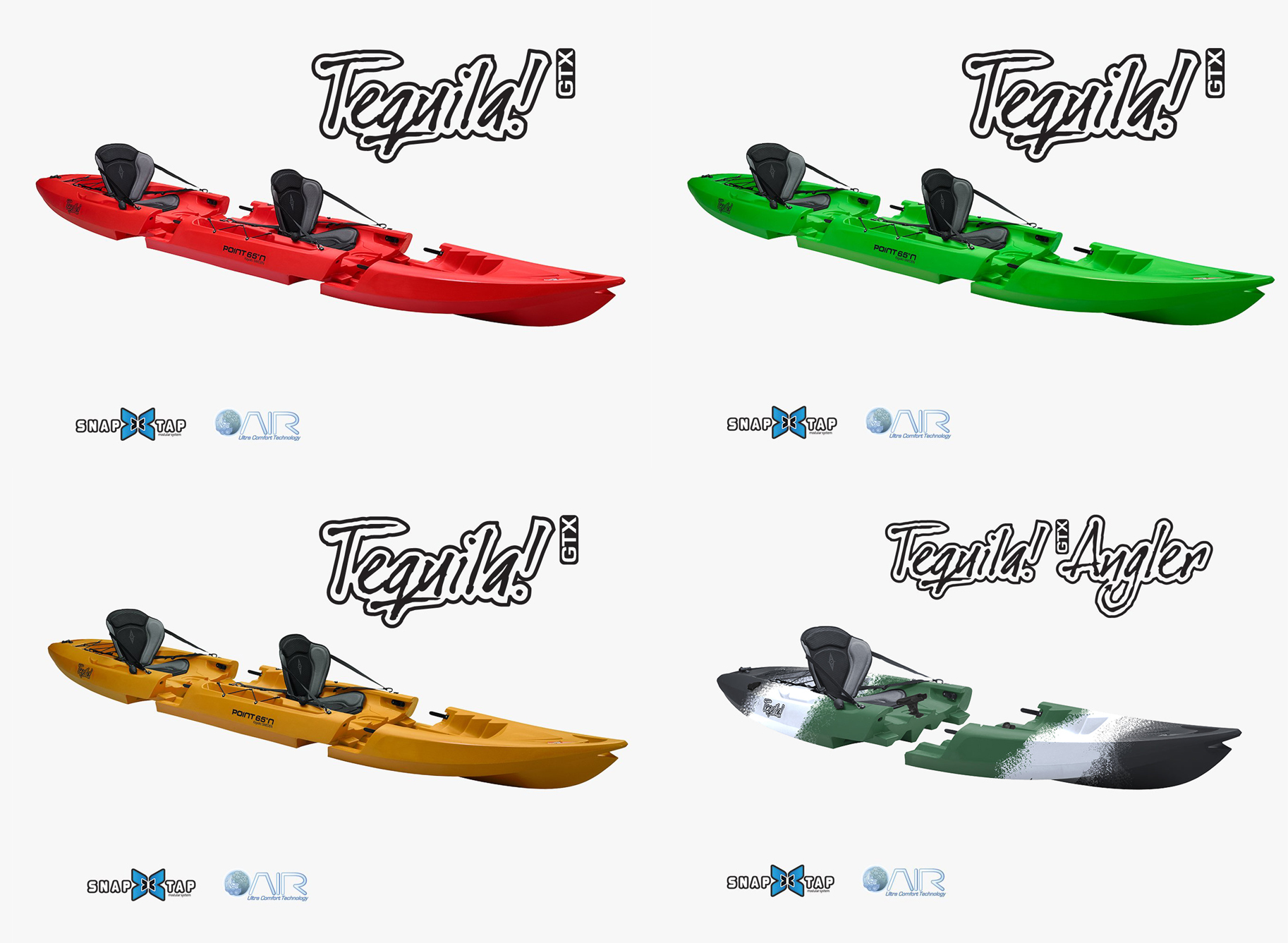 Point 65 Sit on Top Kayak - Tequila, Tandem, Modular